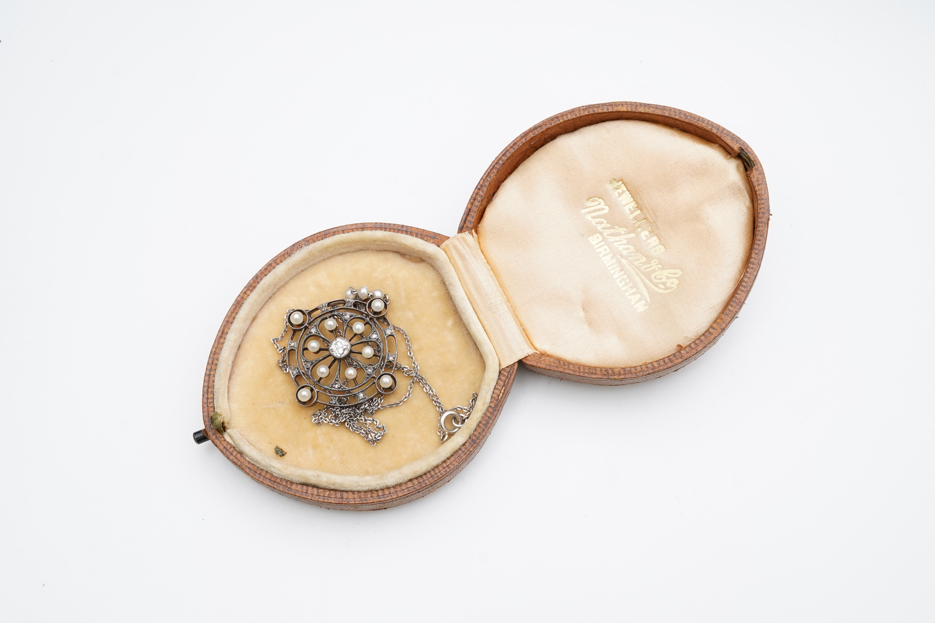 An Edwardian diamond and pearl pendant, early 20th century